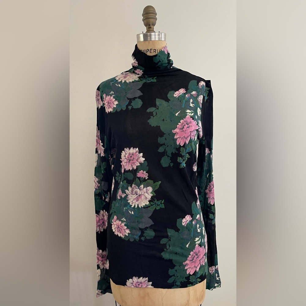 NWT CLUB MONACO JULIE TURTLENECK floral print size L